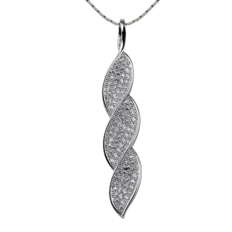 Twist Leaf Zirconia Pendant